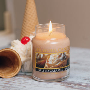 Salted Caramel Cone Scented Candle - 6 oz, Single Wick, Cheerful Candle