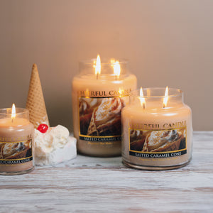 Salted Caramel Cone Scented Candle -24 oz, Double Wick, Cheerful Candle