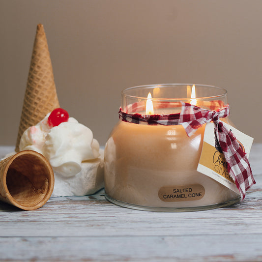 Salted Caramel Cone Scented Candle - 22 oz, Double Wick, Mama Jar