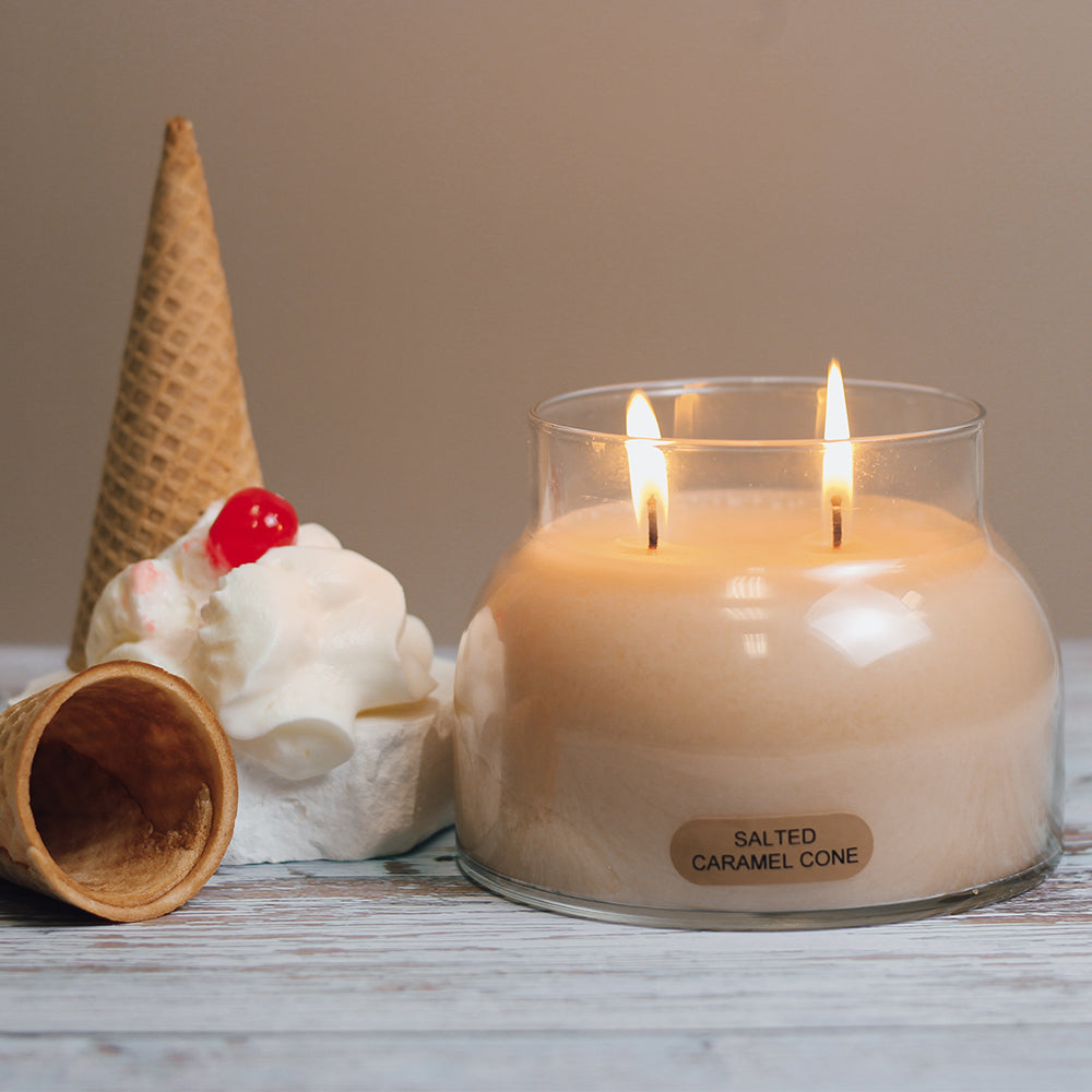 Salted Caramel Cone Scented Candle - 22 oz, Double Wick, Mama Jar