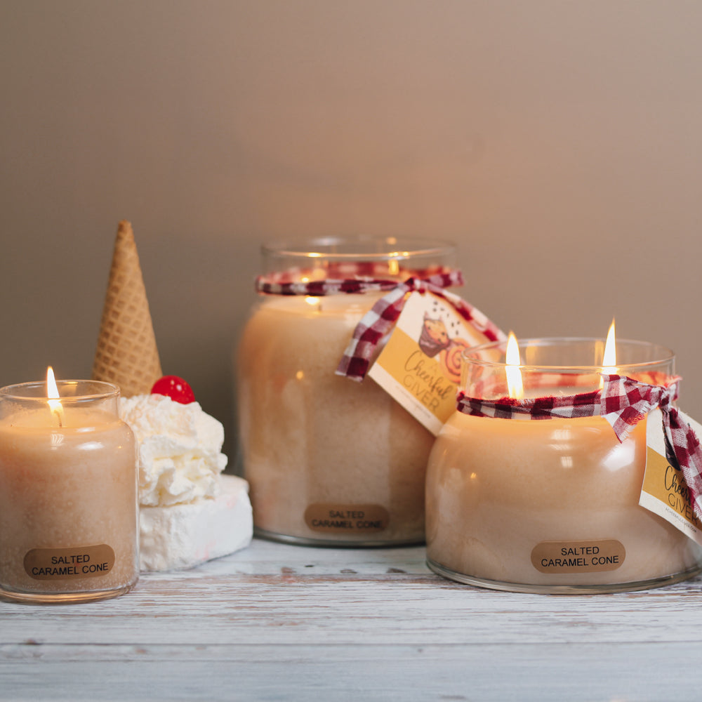 Salted Caramel Cone Scented Candle - 6 oz, Single Wick, Baby Jar