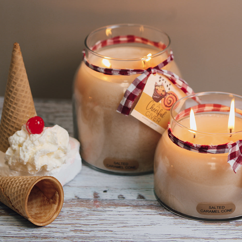 Salted Caramel Cone Scented Candle - 22 oz, Double Wick, Mama Jar