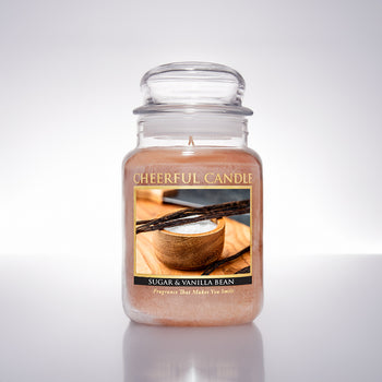Sugar & Vanilla Bean Scented Candle -24 oz, Double Wick, Cheerful Candle
