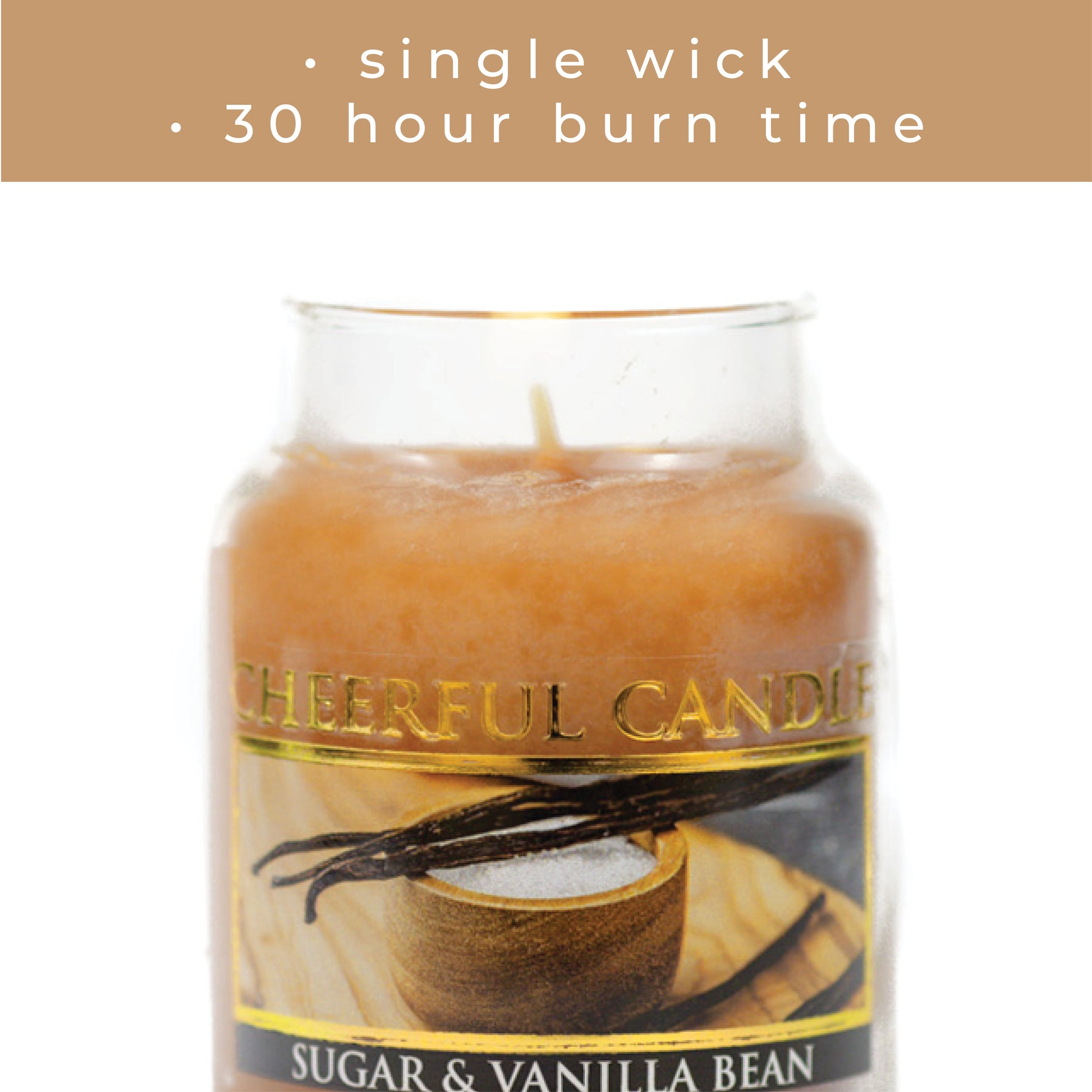 Sugar & Vanilla Bean - 6 oz Cheerful Candle