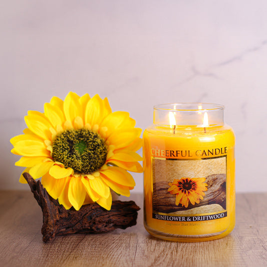 Sunflower & Driftwood - 24 oz Cheeeful Candle