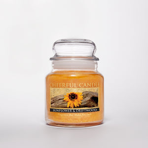 Sunflower & Driftwood Scented Candle -16 oz, Double Wick, Cheerful Candle