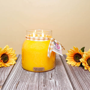 Sunflower & Driftwood Scented Candle - 34 oz, Double Wick, Papa Jar