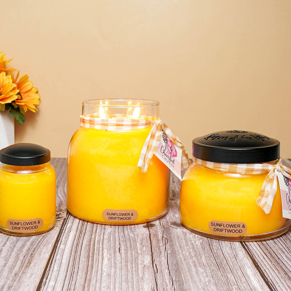 Sunflower & Driftwood Scented Candle - 22 oz, Double Wick, Mama Jar