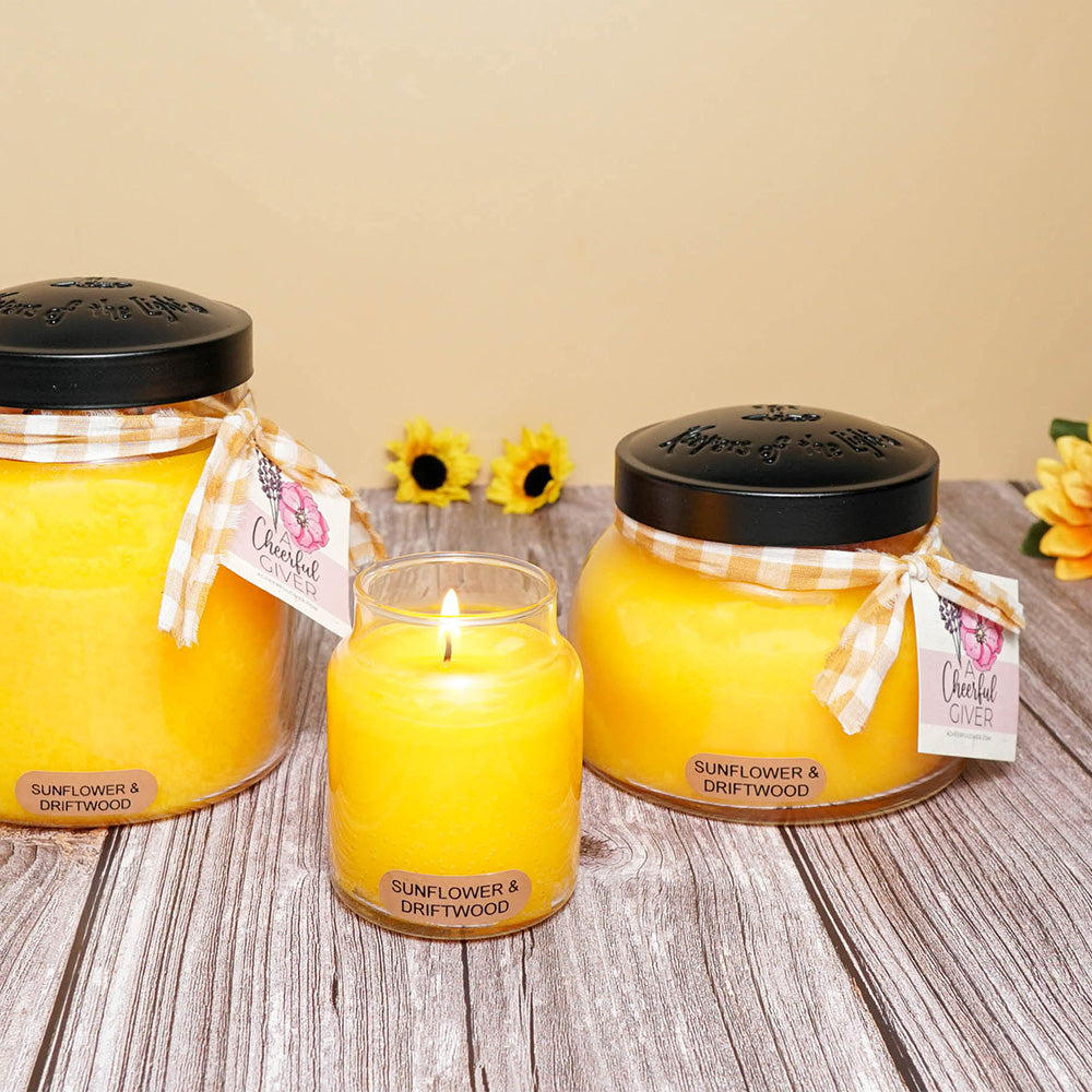 Sunflower & Driftwood Scented Candle - 6 oz, Single Wick, Baby Jar