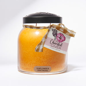 Sunflower & Driftwood Scented Candle - 34 oz, Double Wick, Papa Jar