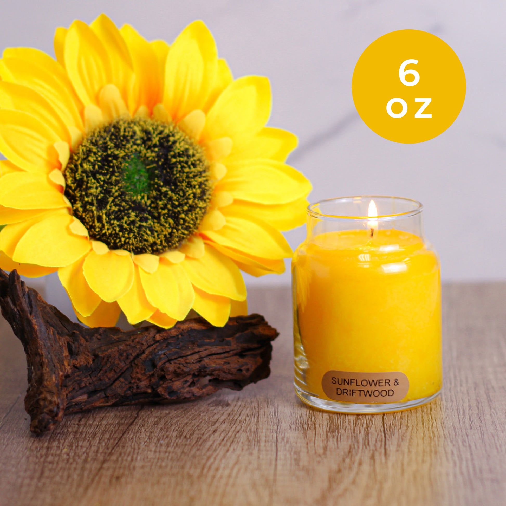 Sunflower & Driftwood - 6 oz Baby Candle