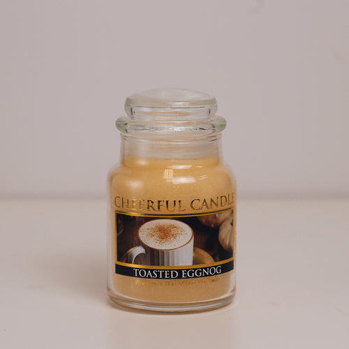 Toasted Eggnog Scented Candle - 6 oz, Single Wick, Cheerful CandleToasted Eggnog Scented Candle - 6 oz, Single Wick, Cheerful Candle