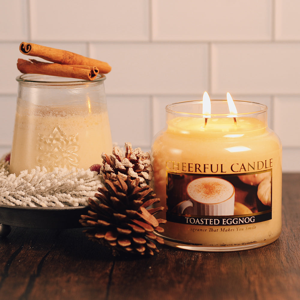 Toasted Eggnog Scented Candle -16 oz, Double Wick, Cheerful Candle