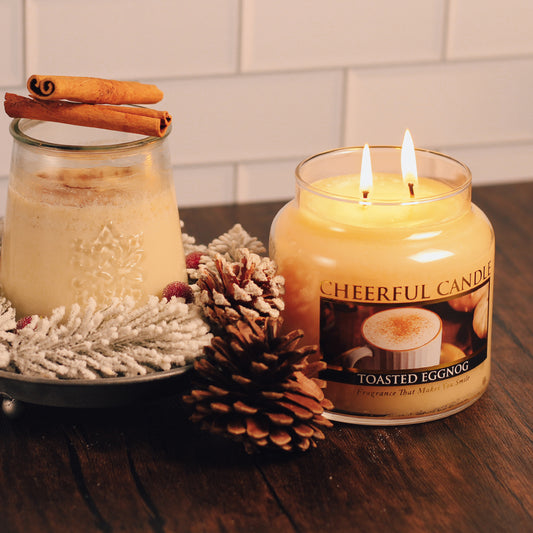 Toasted Eggnog Scented Candle -16 oz, Double Wick, Cheerful Candle