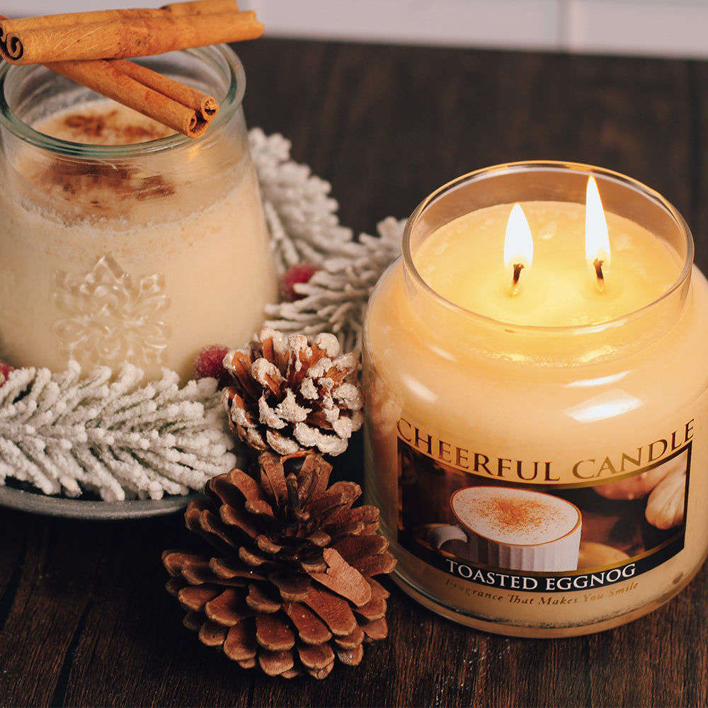 Toasted Eggnog Scented Candle -16 oz, Double Wick, Cheerful Candle