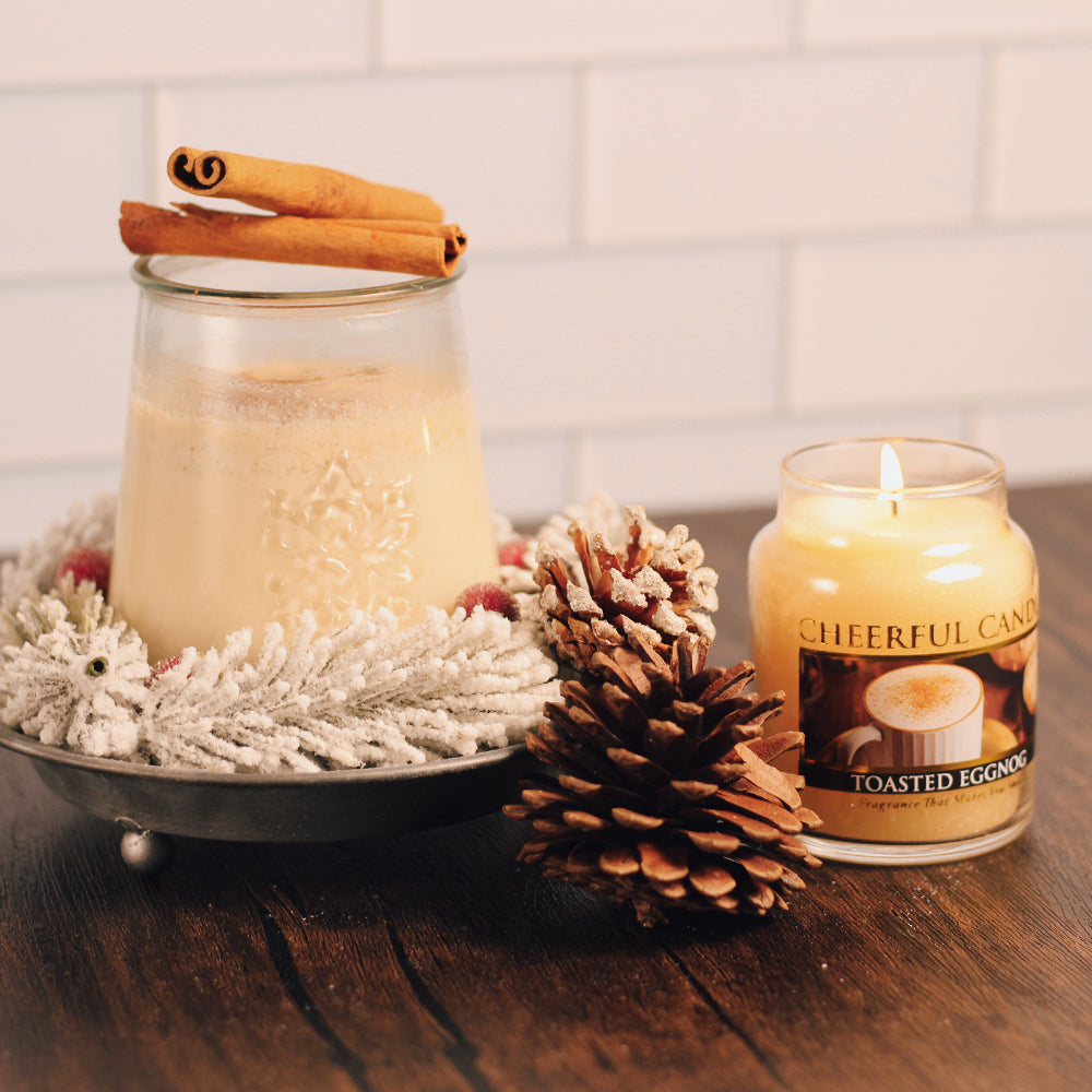 Toasted Eggnog Scented Candle - 6 oz, Single Wick, Cheerful Candle