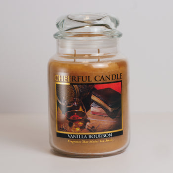 Vanilla Bourbon Scented Candle -24 oz, Double Wick, Cheerful Candle