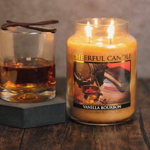 Vanilla Bourbon Scented Candle -24 oz, Double Wick, Cheerful Candle