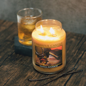 Vanilla Bourbon Scented Candle -24 oz, Double Wick, Cheerful Candle