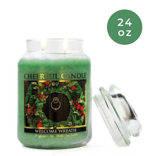 Welcome Wreath - 24 oz Cheerful Candle