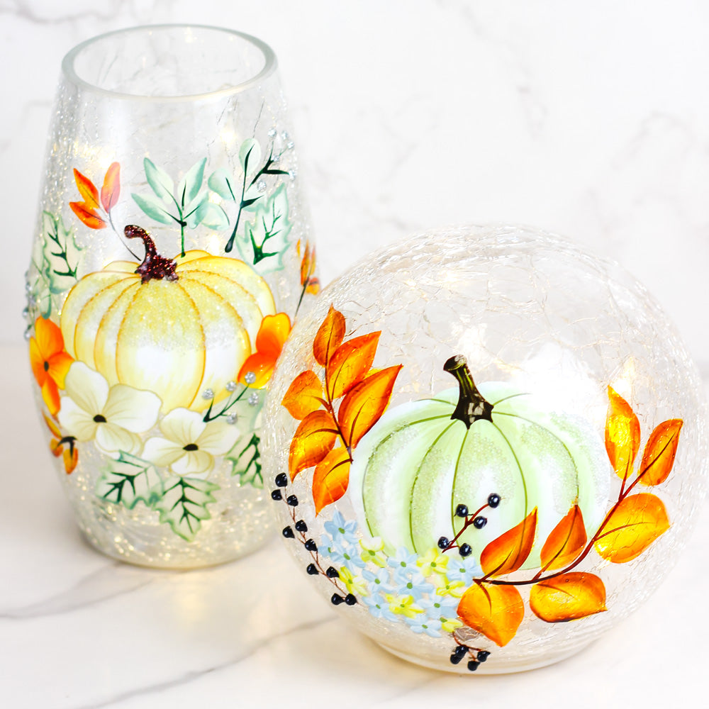 White Pumpkin - Crackle Glass Orb