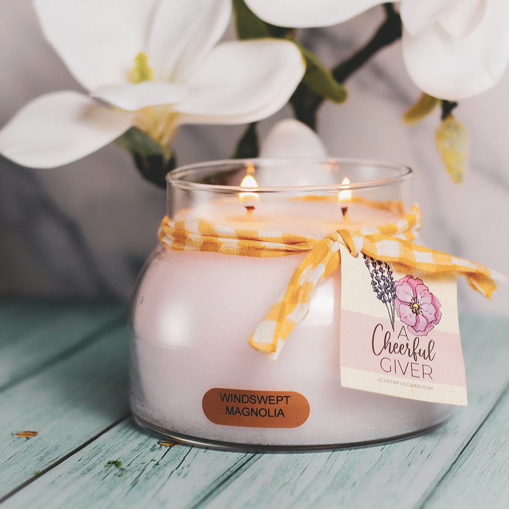 Windswept Magnolia Scented Candle - 22 oz, Double Wick, Mama Jar