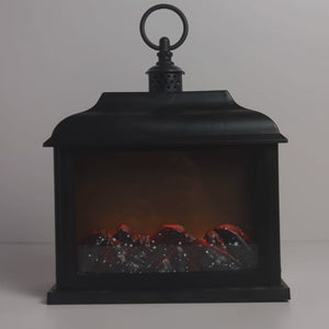 Black - Flameless Fireplace Lantern