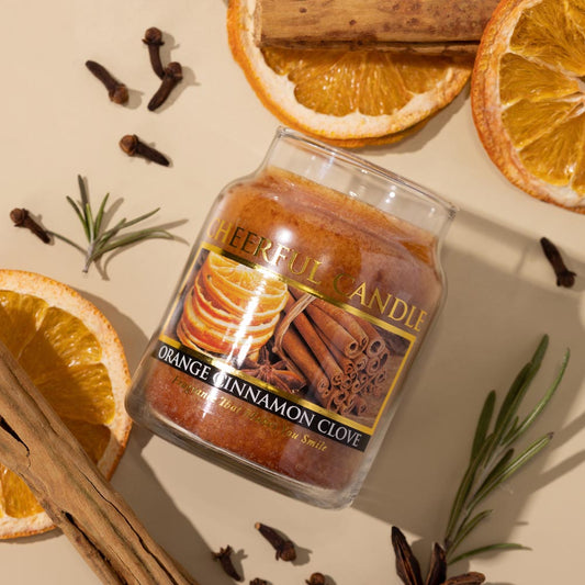 Orange Cinnamon Clove Scented Candle - 6 oz, Single Wick, Cheerful Candle