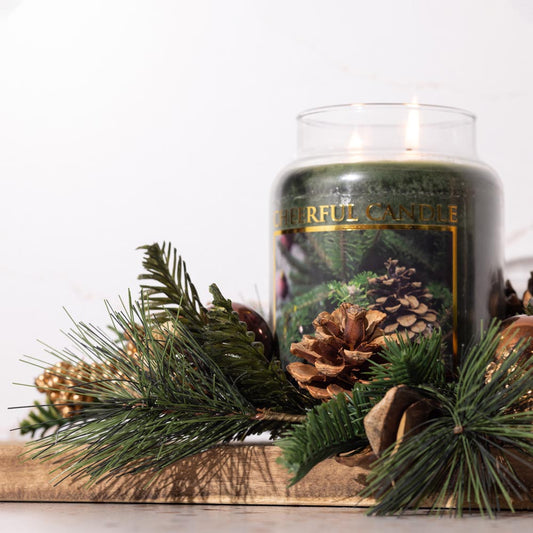 Balsam & Cedar Scented Candle -24 oz, Double Wick, Cheerful Candle