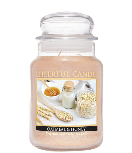 Oatmeal & Honey Scented Candle -24 oz, Double Wick, Cheerful Candle