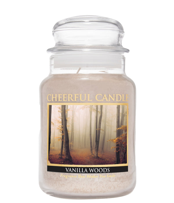Vanilla Woods Scented Candle -24 oz, Double Wick, Cheerful Candle