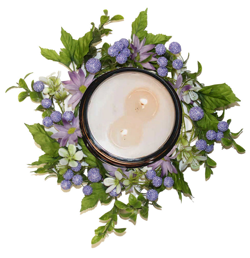 Purple Daisies & Greens - Candle Ring