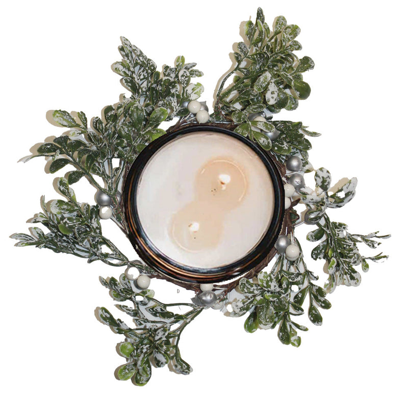 Eucalyptus Leaf with Silver Berry - Candle Ring