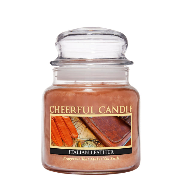 Italian Leather Scented Candle -16 oz, Double Wick, Cheerful Candle