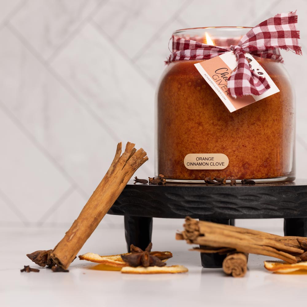 Orange Cinnamon Clove Scented Candle - 34 oz, Double Wick, Papa Jar
