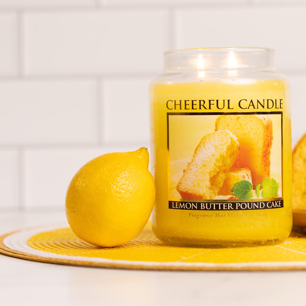 Lemon Butter Pound Cake Scented Candle -24 oz, Double Wick, Cheerful Candle