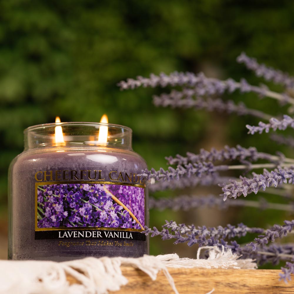  A Cheerful Giver - Lavender Vanilla Scented Glass Jar Candle  (24 oz) with Lid & True to Life Fragrance Made in USA : Home & Kitchen